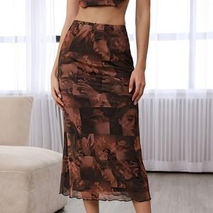 Esoteric Mesh Overlay Midi Skirt